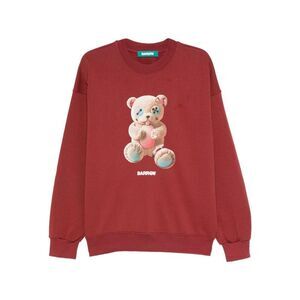 BARROW Patchwork Teddy Bear Graphic Crewneck Sweatshirt Men RED Sweaters &